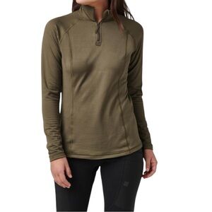 5.11 Tactical Women's Stratos Raglan 1/4 Zip Style Pull Over Medium Ranger Green